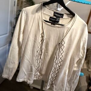 Monterey Bay Cream Cardigan and tank top with Brown Accents